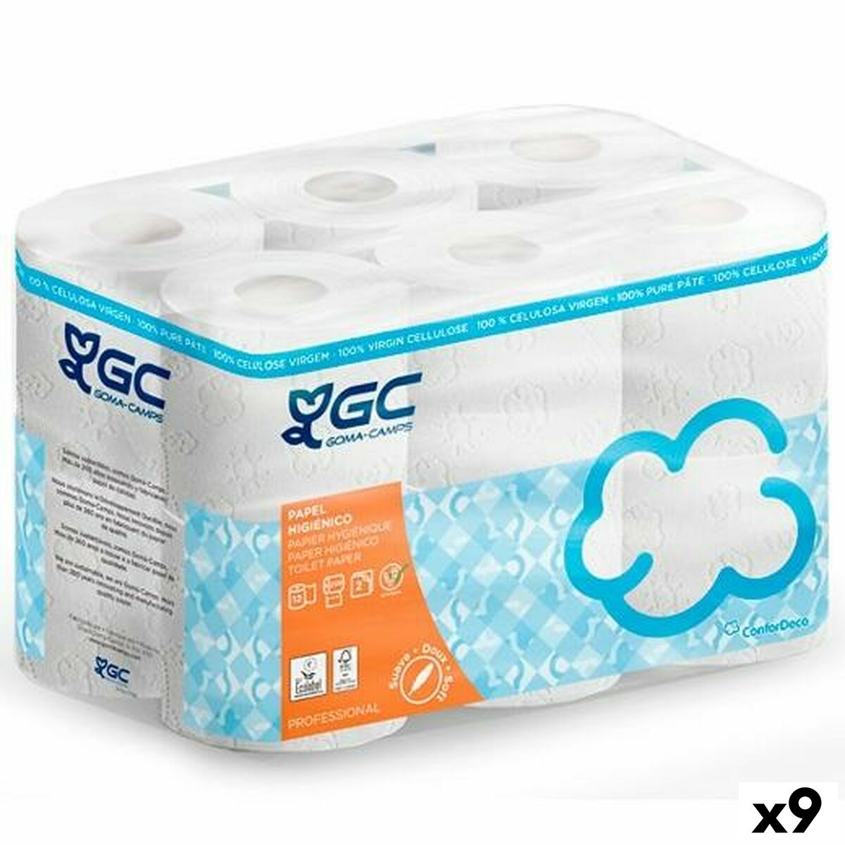Rolos de cozinha, papel higiénico e lenços de papel